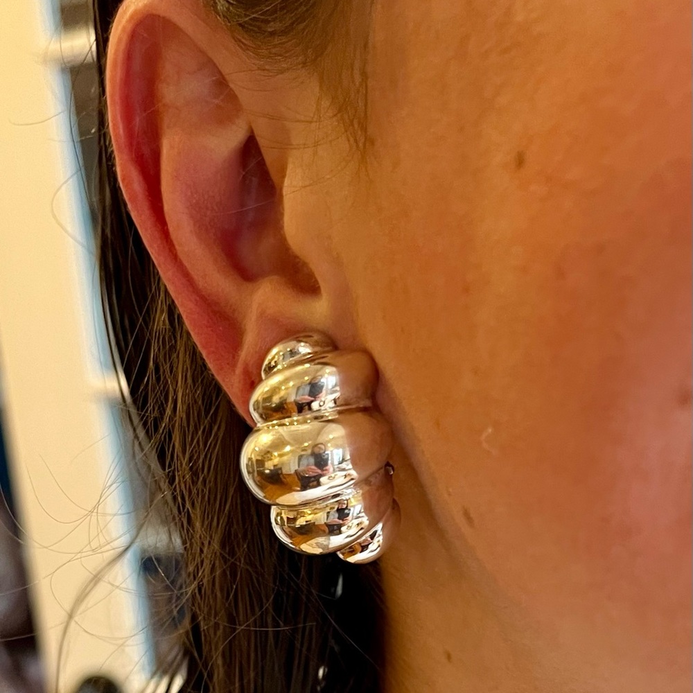 5 Layer Twist Croissant Earrings, Clip On